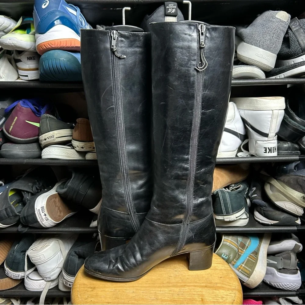 Salvatore Ferragamo Black leather Knee high Boots
